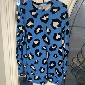 Blue Leopard Print Top